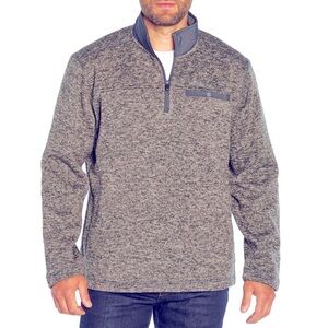 Eddie Bauer Quarter Zip Heather Gray Fleece Plush Pullover Jacket Sweater S